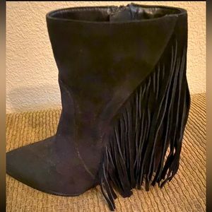 Carlos Santana , black point toe angle boot! With fringe, super cute.